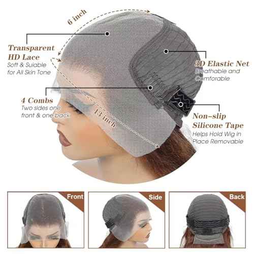 Honey Blonde Ombre Lace Front Wig Human Hair 13x6 HD Transparent Straight Lace Front Wigs Pre Plucked 200% Density 4/27 Colored Human Hair Wig for Women 24 Inch