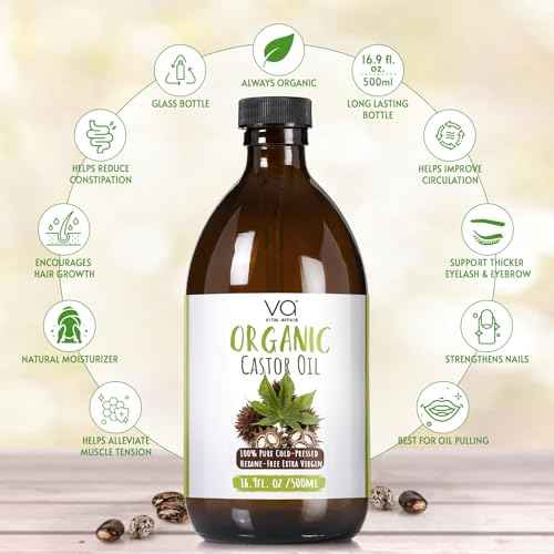 Pure Castor Oil Organic Cold-Pressed Unrefined Glass Bottle with 100% Cotton Flannel Wrap ? Waist & Neck Castor Oil Packs Hexane-Free.