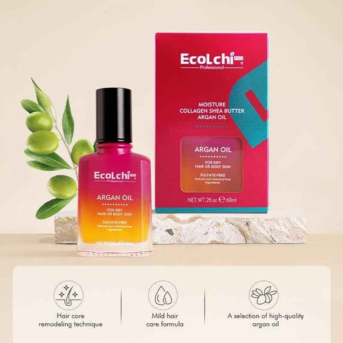ECOLCHIPRO Ecolchi Hair Mask Argan Oil Set Deep Repair Conditioning Collagen Hair Treatment for Dry and Damaged Hair All Hair Types 550ml+60ml 18.6floz + 2floz