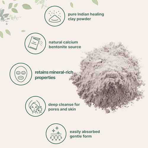 Micro Ingredients Natural Calcium Bentonite Clay Powder, 2lbs | Pure Indian Healing Clay for Body Detox & Deep Pore Cleanser | Great for Skin Care + Body & Face Mask | Gentle Absorption