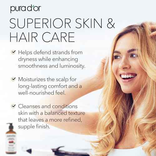 PURA D'OR 16.9 oz Organic Castor Oil (GLASS BOTTLE) Pure Cold-Pressed Hexane-Free USDA Certified ? Lashes Brows Hair Scalp Skin ? Botanical Moisturizer for Softness Strength Hydration Shine Radiance