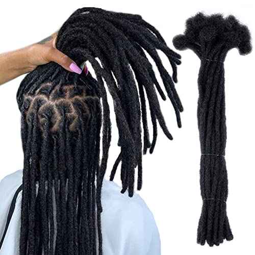 0.4cm Thickness 100% Human Hair Dreadlock Extensions 10 Inch 60 Strands Full Handmade Can be Dyed and Bleached Permanent Loc Extensions Human Hair Natural Black