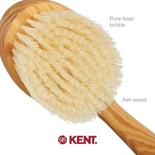 Kent FD10 Ashwood Back Scrubber for Shower Bath Brush and Body Scrubber Exfoliator - Boar Bristle Shower Brush for Body for Men and Women - Kent Brush Back Scrubbers for Use in Shower Made in England