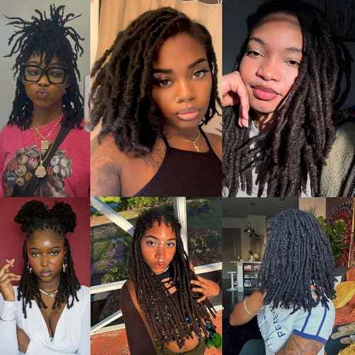 0.4cm & 0.6cm Width, 4-14 Inches10, 30, 60, 100 Strands Options 100% Real Human Hair Dreadlock Extensions for Men/Women/Kids, Handmade Permanent Loc Extension Bundles (0.6cm, 10inches, 60Strands)