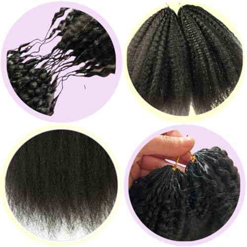 Knotless Pre-Separated Crochet Hair extensions Afro Kinky Straight hair feather crochet 100% human hair extensions for Women Natural Color 16 Inch 120g