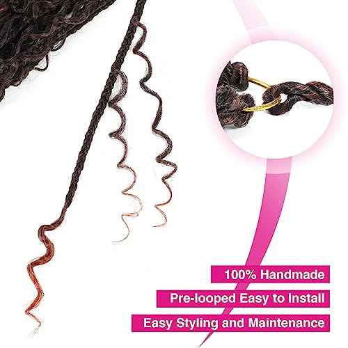 12inch Goddess Box Braids Crochet Hair Box Braids Crochet Hair For Black Women Pre Looped Crochet Hair with Curly Ends Bohemian Crochet Box Braids Crochet Hair(12inch(Pack of 7), T350)