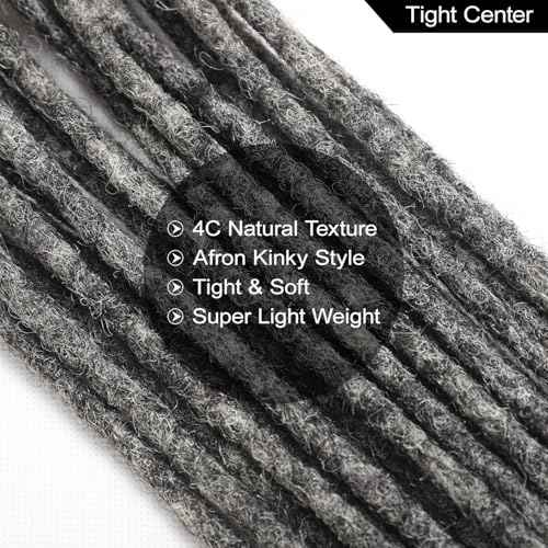 Salt and Pepper Loc Extensions Human Hair 0.6cm 8 Inch 30 Strands Nature Grey and Black Dreadlock Extensions Real Human hair for Women/Men/Kids Full Handmade Permanent Butterfly Gray locs