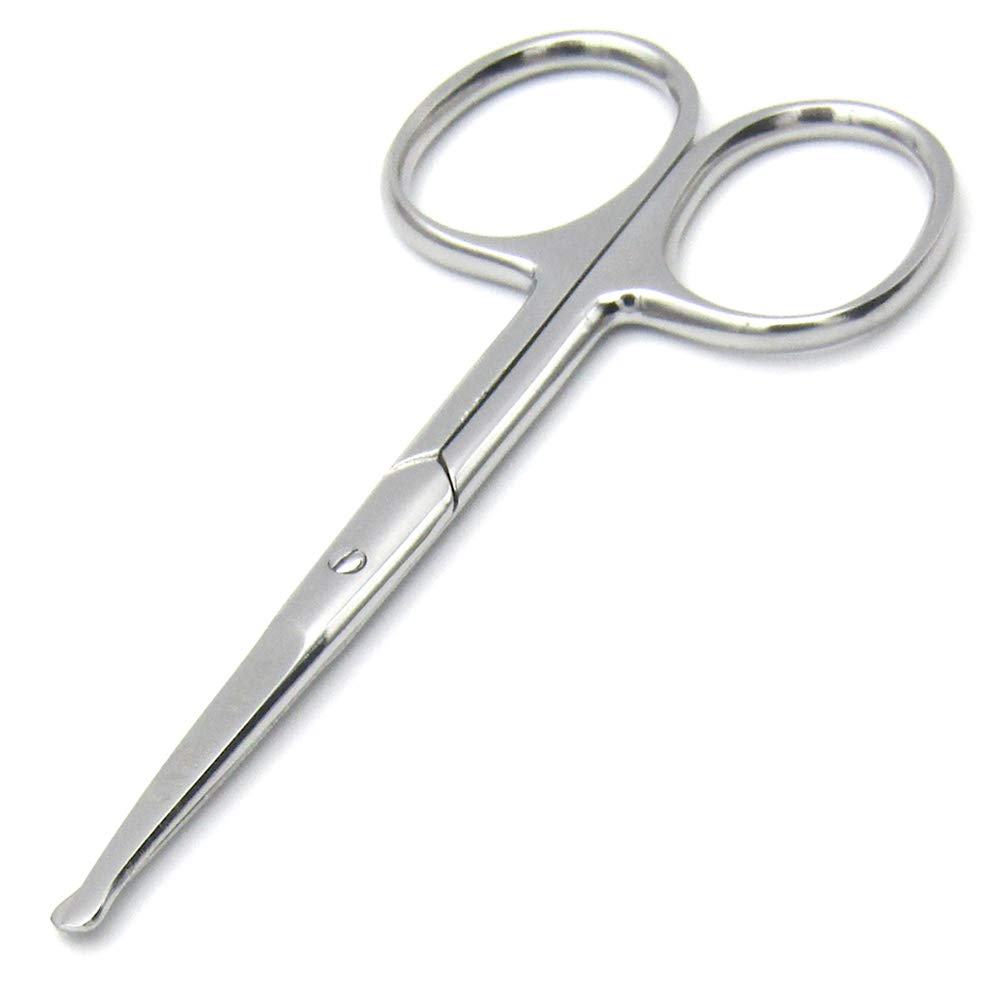 Melwey Pack of 2 Curved & Rounded Blunt Tip TSA Stainless Steel Small Scissors for Eyebrows & Eyelashes, Scissors for Beard Trimming & Moustache, Baby Scissors for Nails, Nose & Facial Hair Scissors.