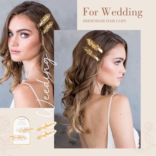 32PCS Bridesmaid Hair Clips No Bend Hair Clips Bridesmaid Gifts Hair Accessories Makeup Creaseless Glitter Hair Clips for Bride Women Girls(32Pcs/16Cards)