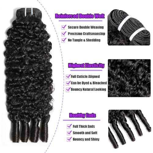 Burmese Curly Bundles Human Hair 16 18 20 Inches 3C4A Raw Virgin Human Hair Bundles with Spiral Curly End 3 Bundles Kinky Curly Human Hair Bundles Quick Weave Hair Natural Black