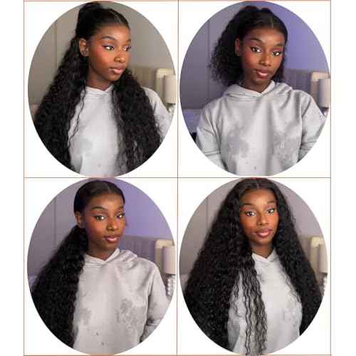 ONICE Deep Wave 360 Lace Front Wigs Human Hair With Drawstring Hidden Strap 360 Full Lace Frontal Wig For Black Women Glueless Wigs Human Hair (Curly Wig 22 Inch)