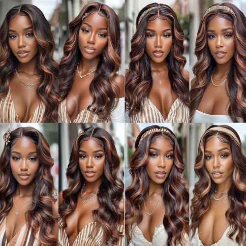 BilltiiWW P1B30 Body Wave Bundles Human Hair Two Tone Black and Brown With Highlights Brazilian Weave Soft and Silky for Women 26 28 30 Inch