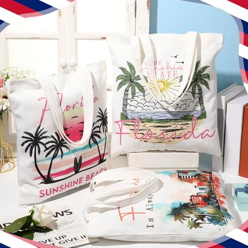 Reginary 6 Pcs City Souvenirs Gifts New York Italy Chicago Seattle Los Angeles Souvenir Canvas Tote Bag Cosmetic Bag Women