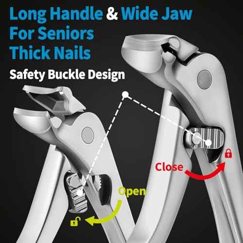 Long Handled Toenail Clippers, Built-in Lock, Professional Stainless Steel Toenail Clippers for Seniors Thick Toenails, Curved Blade Heavy Duty Large Toe Nail Clippers for Men, Women