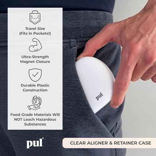 PUL Clear Aligner & Retainer Case ? for Invisalign, Partial Dentures, Mouth & Night Guards, PUL Removal Tool, Dental Removables ? Plastic Holder w/Secure Magnet Closure, Sleek & Slim Design ? Purple