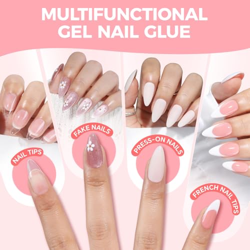 Gel Nail Glue for Press on Nails: No Lamp Need, Upgraded Air Fast-curing Super Strong Glue Gel 5ml*3pcs for Nail Tips Fake Nails & Acrylic Long Lasting 30+ Days