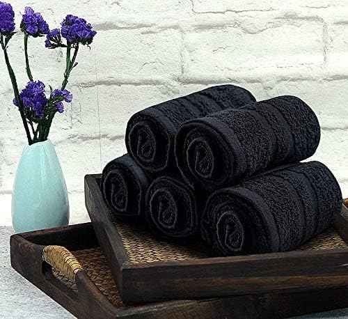 ZUPERIA 100% Ring Spun Cotton Salon Towel 24 Pack – (Not Bleach Proof -16" x 27") Super Soft and Highly Absorbent Hand Towel & Hair Towel for Hair Stylist, Gym, Beauty Salon, Spa & Home Care (Black)