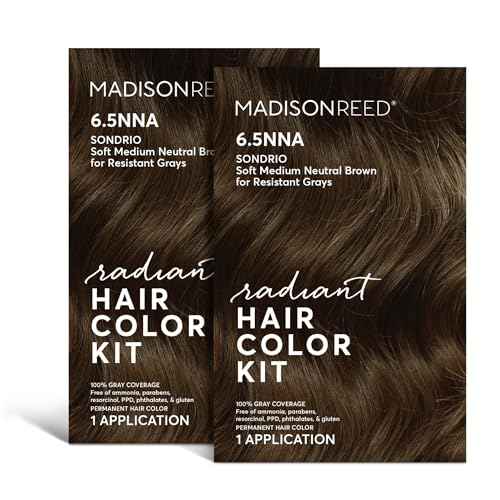 Madison Reed Radiant Hair Color Kit | 6.5NNA Medium Neutral Brown (Sondrio) 100% Maximum Gray Hair Coverage | Salon-Quality Permanent Hair Dye for Resistant Grays | PPD-Free & Ammonia-Free |2 Pack