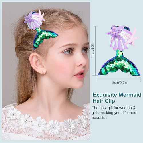 12PCS Makeup Brushes Set with Mermaid Beauty Hair Clip, Mermaid Makeup Brush Cosmetic Brushes Foundation Powder Cream Eyebrow Eyeliner Brow Blending Brush Tool Kids Girls Christmas Makeup Tool set