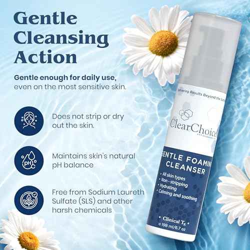 Clear Choice Gentle Foaming Cleanser 6.7oz ? Soap-Free, SLS-Free Face Wash for Sensitive, Acne-Prone Skin ? Restores pH Balance, Removes Makeup, Ideal for Post-Peel and Post-Laser Care