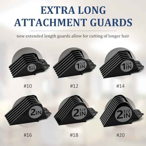 Clipper Guards Set 10 12 14 16 18 20 Compatible with Wahl Clippers, 6pcs Extra Long Clipper Guides Replacement - 2.5", 2.25", 2", 1.75", 1.5", 1.25" Hair Guard Clipper, Black Clipper Guards for Wahl