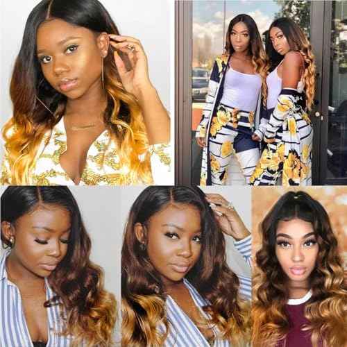 T1B430 Ombre Brown Bundles Human Hair 22 24 26 Inch Body Wave Human Hair Bundles Human Hair Brown Bundle T1B/4/30 12A Unprocessed Brazilian Virgin Hair Quick Weave for Black Women