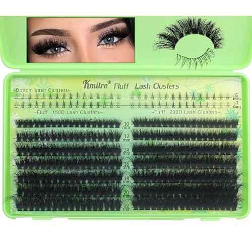 Kmilro Lash Clusters with Bottom Lashes Cluster Eyelash Extensions Wispy 10-22mm Volume Individual Lashes with Lower Eyelash Clusters 316pcs 150D+200D Thick False Lashes DIY at Home