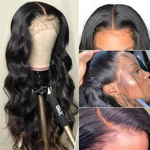 4x4 Lace Front?Wigs Human Hair Pre Plucked with Baby Hair 150% Density 24 Inch Body Wave Brazilian Virgin Frontal Human Hair Wigs 4x4 Glueless HD Lace Closure Wig Human Hair for Women