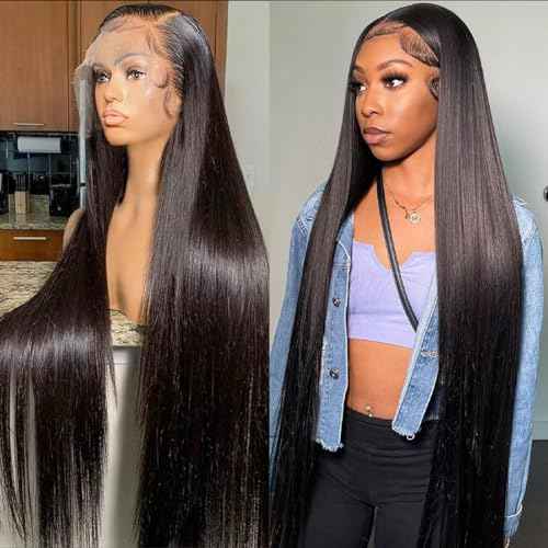 13x6 Lace Front Wigs Human Hair 28 Inch Straight HD Transparent Lace Front Wigs Human Hair Pre Plucked Natural Color 200 Density With Baby Hair for Women