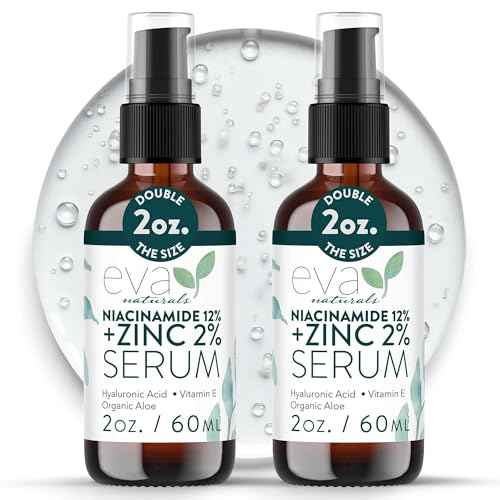 Eva Naturals Niacinamide 12% + Zinc Serum for Face ? Dark Spot Remover, Pore Minimizer, Redness Relief, Hydrating Vitamin B3 with Botanical Hyaluronic Acid, Anti-Aging Serum for Clear Skin (2 Pack)