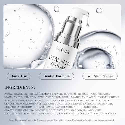 Super Vitamin C Face Serum for Mature Skin: All-in-One Hydrating Anti-Aging Formula by Vitamin C, Hyaluronic Acid, Caffeine-Firming, Lifting, Targets Dark Spots, Wrinkles, 1 fl oz (Pack of 1)