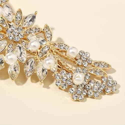 Crystal Rhinestone Pearl Hair Comb Gold Wedding Bridal Hair Pins Accessory