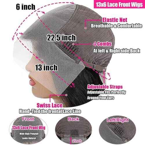VIPbeauty 13x6 Deep Wave Lace Front Wigs Human Hair 200 Density Transparent HD Lace Frontal Wig for Black Women Pre Plucked With Baby Hair Virgin Hair Wigs 18 Inch