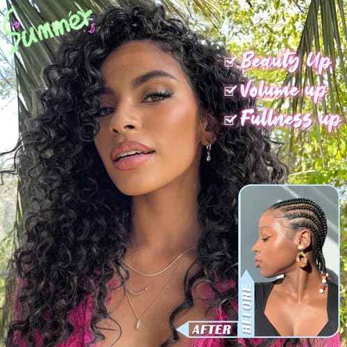 Gowit Pre Looped Deep Wave Crochet Hair 14 Inch 7 Packs Short Curly Black Pre Twisted Ocean Wave Deep Twist Crochet Braids Synthetic Braiding Hair for Black Women