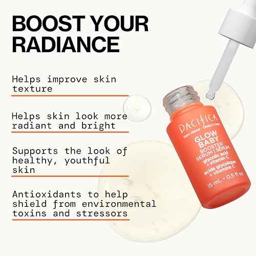 Pacifica Glow Baby Booster Mini Face Serum, Vitamin C & Glycolic Acid For Brightening Dull Skin, Fragrance-Free, Vegan & Cruelty-Free, .5 Fl Oz