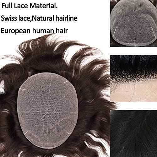 Men toupee Toupee for Men Undetectable Swiss Full Lace Men's Toupee European Human Hair Reaplacement Systems Hair Pieces Free Hairstyle 8X10 Inches(#17 Light Blonde Brown Color)