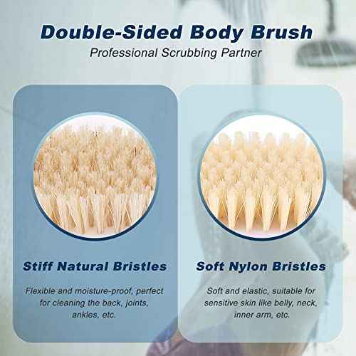 Long Handle Ergonomically Back Scrubber/Brush for Shower, Double Sided Exfoliating Body Scrubber for Women and Men (Black)