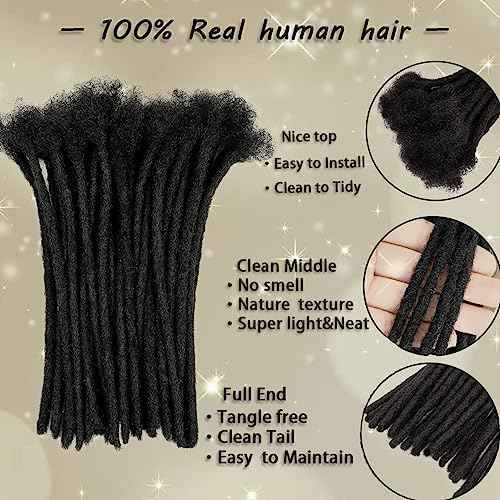 Loc Extension Human Hair 18 Inch 30 Strands Human Hair Loc Extensions Permanent Dreadlock Extensions for Women Men (Width 0.8cm #1B)