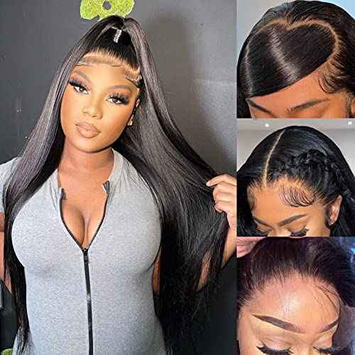 Miss Flower 250 Density 13x4 Straight Full Frontal Wigs Human Hair Pre Plucked 22Inch 241g Ultra-thin Invisible SKINLIKE HD Lace Front Wigs Human Hair Wigs For Black Women