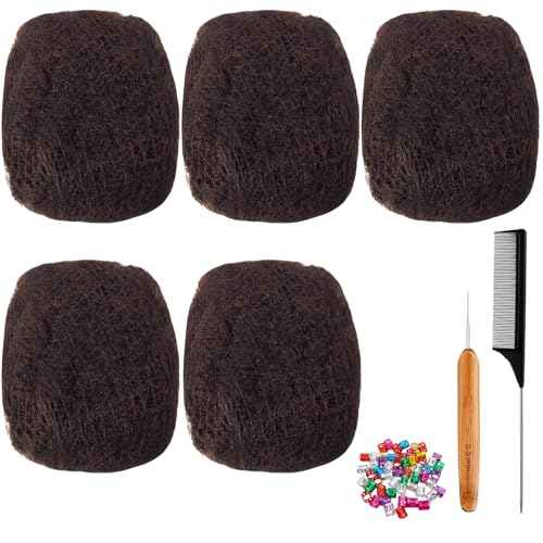 Afro Kinkys Bulk Human Hair for Dreadlock Extensions,Repair Locs, Twists and Braids, 5 Packs 150 Gram Each Package 100% Human Hair Afro Kinky Bulk Can be Dyed and Bleached (Dark Brown 4# 8inch)