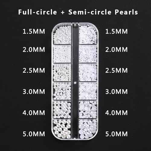 Multi Sizes Round and Half Round Pearls 3D Nail Charms, White Flatback Pearls Nail Jewelry for Women Girls Manicure Nails Supplies DIY Crafts Decorations¡¦¡¦