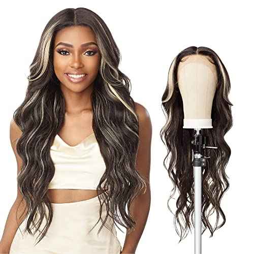 Sensationnel Butta Lace Wigs - Unit 34 Extra Wide 5 Inch Deep Parting Synthetic Preplucked Hairline Glueless Lacefront (1B OFFBLACK)