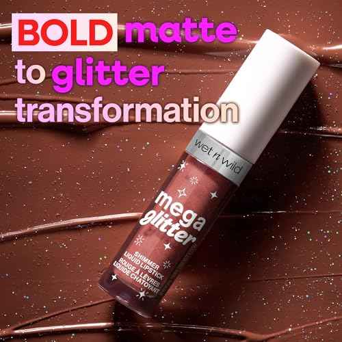wet n wild Mega Glitter Shimmer Liquid Lipstick, Matte-to-Glitter Finish, Lightweight Formula, Comfortable Wear, Vitamin E-Infused for Nourished Lips, Vegan & Cruelty-Free - Hear Me Out