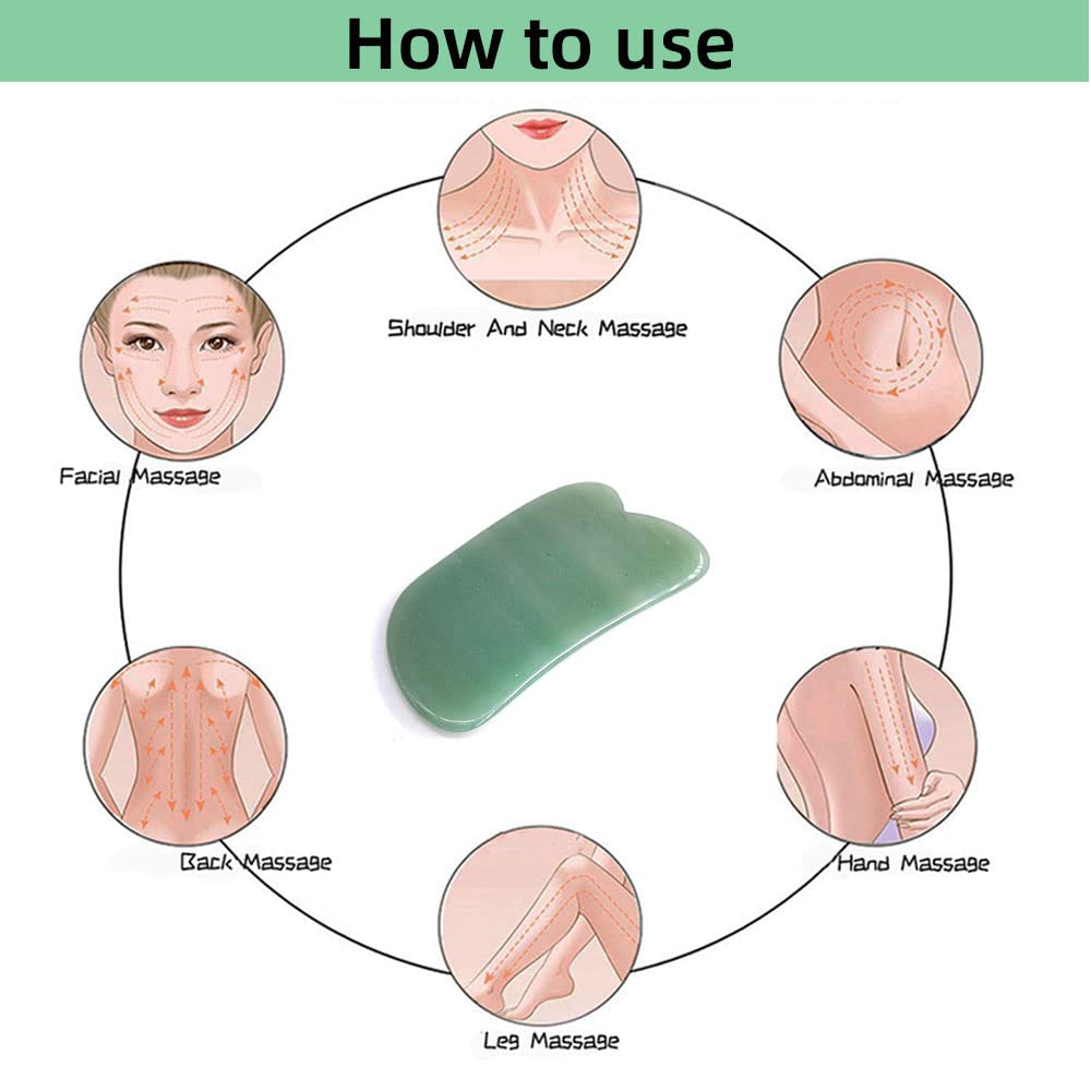 TOP SEWING Facial Gua Sha Tool for Chin Massage Tool Natural Jade Stone Gua Sha Board for Face SPA Acupuncture Therapy Trigger Point Treatment