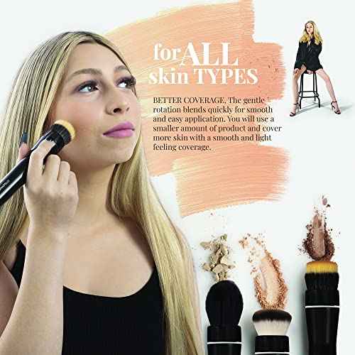 Electric Makeup Brush - Makeup Brushes Set Professional with 5 Interchangeable Heads ? 360-Degree Rotating Makeup Brush ? Flawless Application ? Natural Finish Foundation Powder Brush