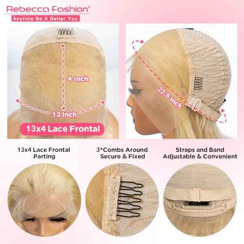 Rebecca Fashion Blonde Bob Wig Human Hair 613 Lace Front Wig Human Hair Bob 13X4 Blonde Lace Front Human Hair Wig Pre Plucked With Baby Hair 150% Denisty 12 inch