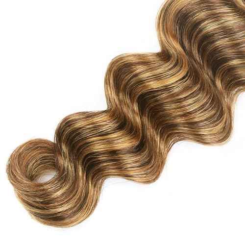 Ombre Brown Bundles Human Hair Highlight Deep Wave Bundles 20 22 24 inch P4/27 Human Hair Bundle 3 Tone Deep Wave Bundle