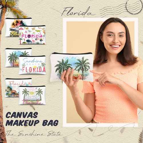 Reginary 6 Pcs Texas Cosmetic Bag Souvenir Gifts California Makeup Bag Florida Souvenir Gifts Zipper Pouch for Women Traveler Party Favors