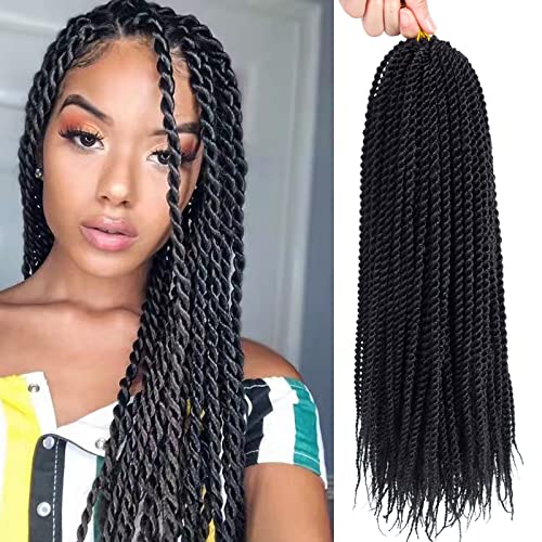 Senegalese Twist Crochet Hair-8 Packs 12 Inch Senegalese Twist Crochet Braids For Women, Black Pre Looped Pretwisted Crochet Braids, Synthetic Crochet Twist Hair (12in,1B#)