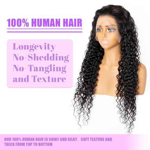 Deep Wave 13x6 HD Transparent Lace Front Wigs Human Hair 200% Density Deep Curly Lace Frontal Wigs Human Hair Pre Plucked With Baby Hair Brazilian Glueless Human Hair 24 inch